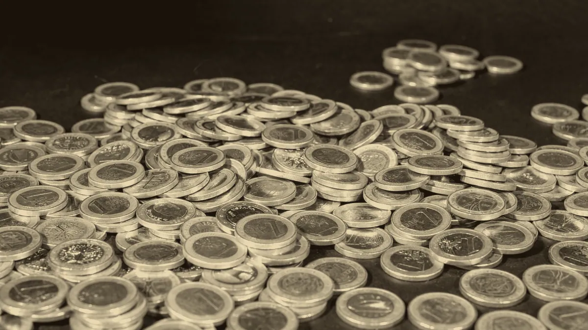 A hoard of gold coins.