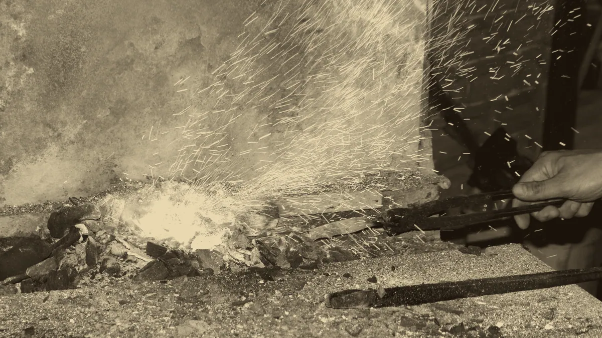 A blacksmith forge, where recipes become gear.