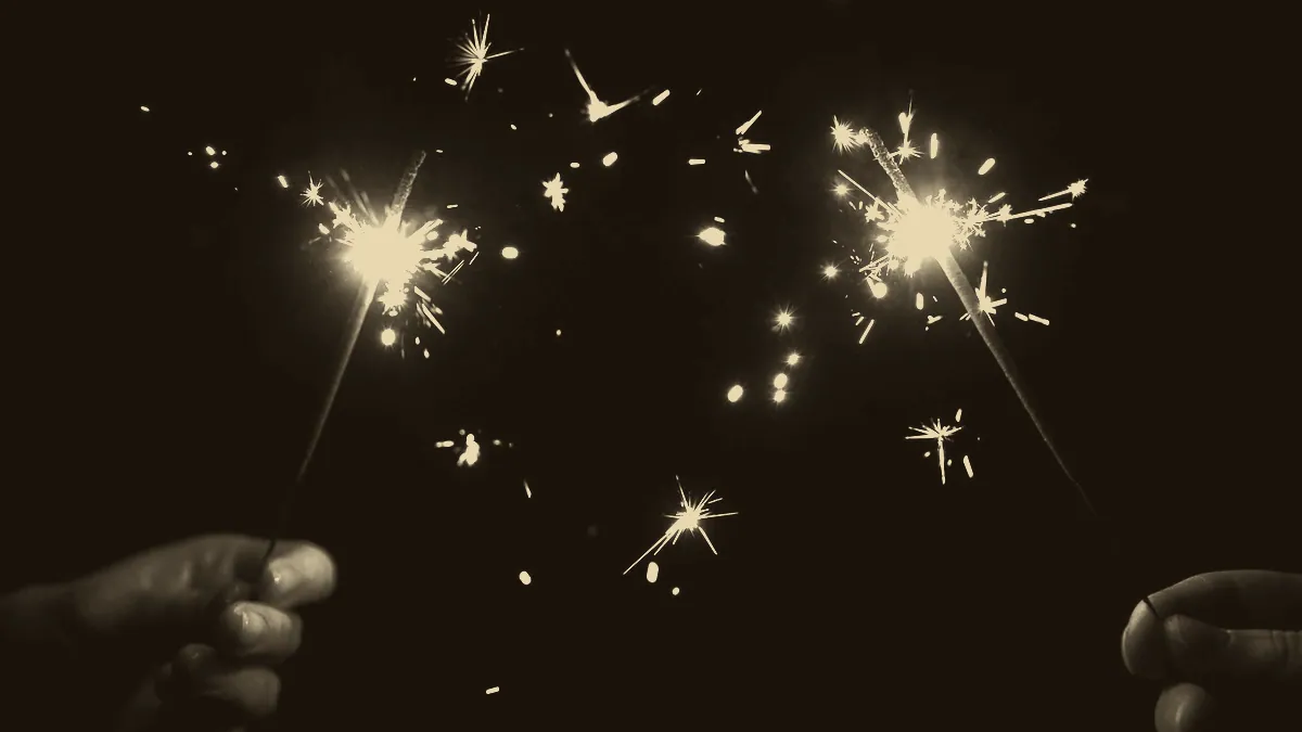 Sparks in the dark, the shape of a cast spell.