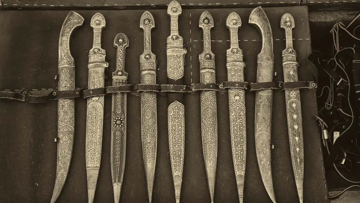 A rack of swords by grade.